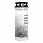 Nagrobna sveča Premium z rožnim motivom in verzom Solze žalost naj blažijo